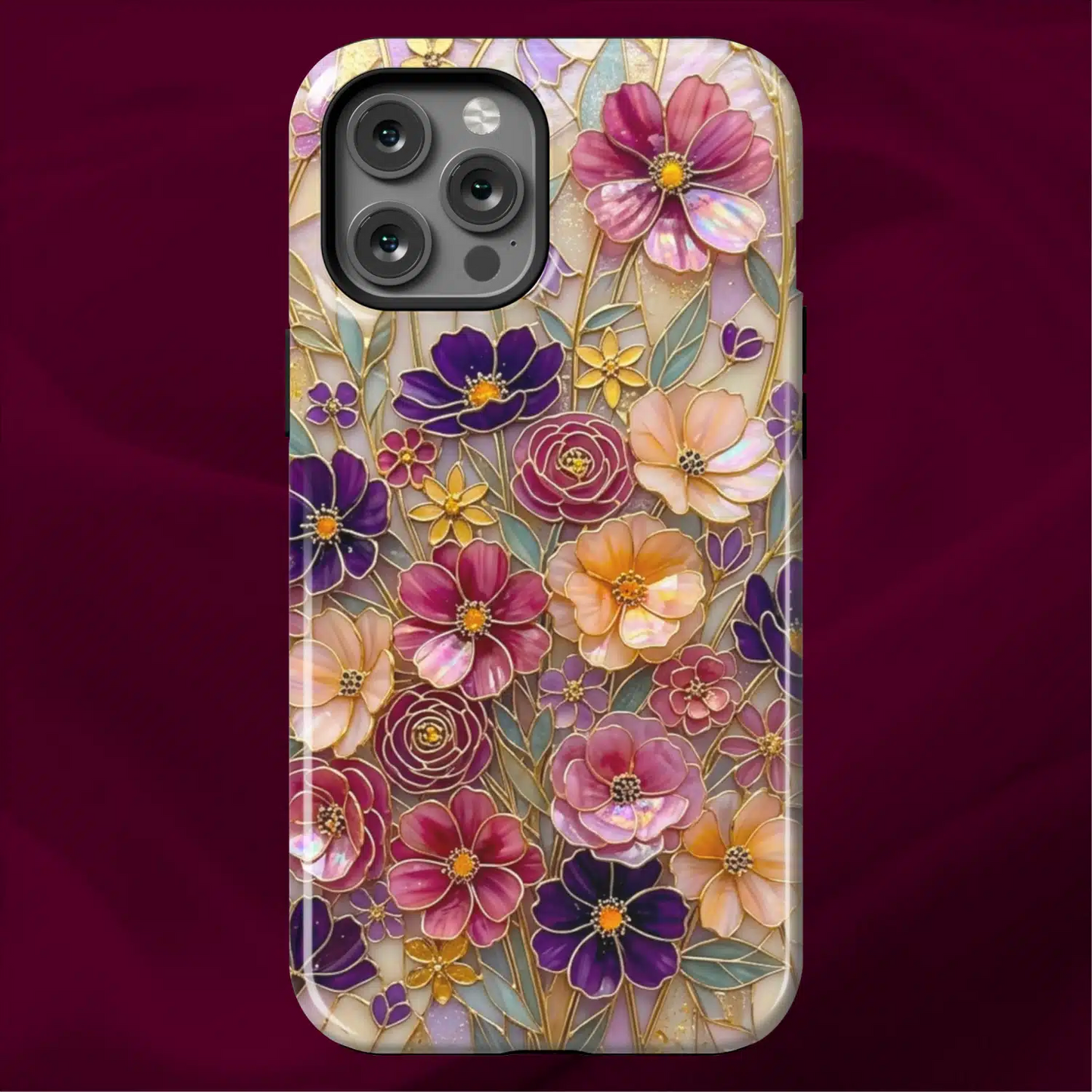 Stained Glass Purple Wildflowers
