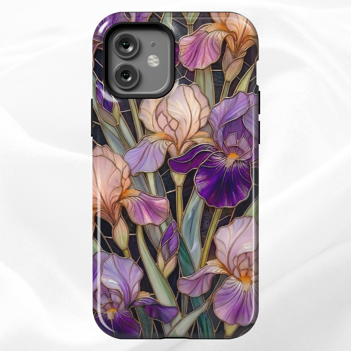 Dark Stained Glass Iris Floral