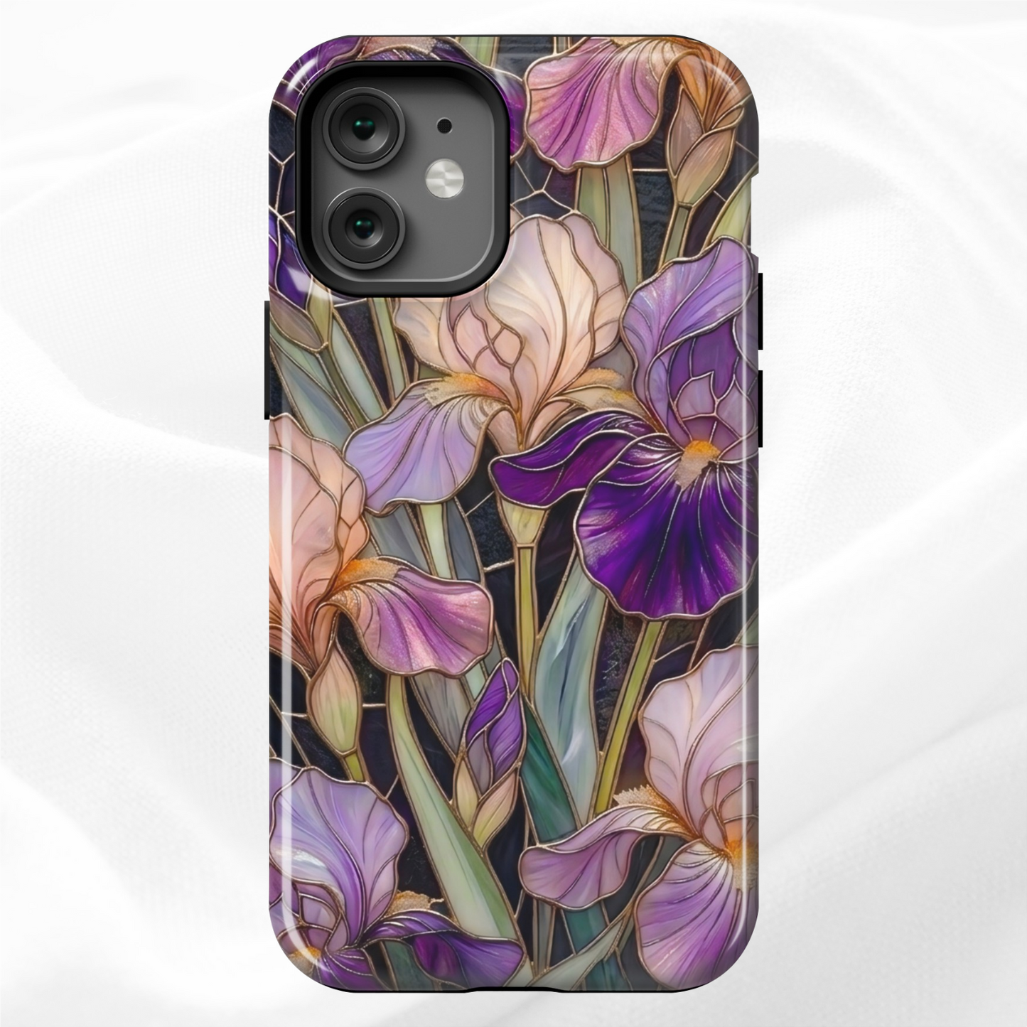 Dark Stained Glass Iris Floral