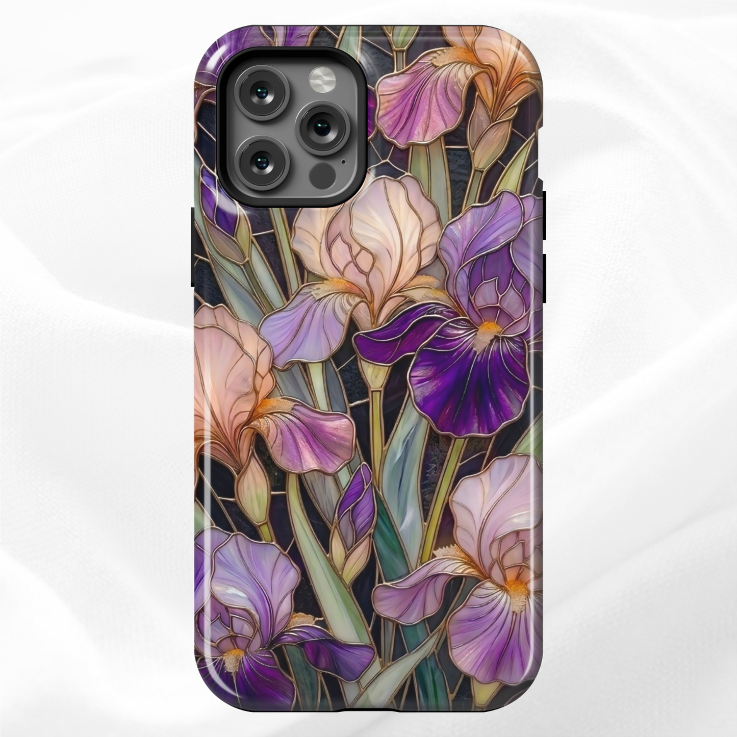 Dark Stained Glass Iris Floral