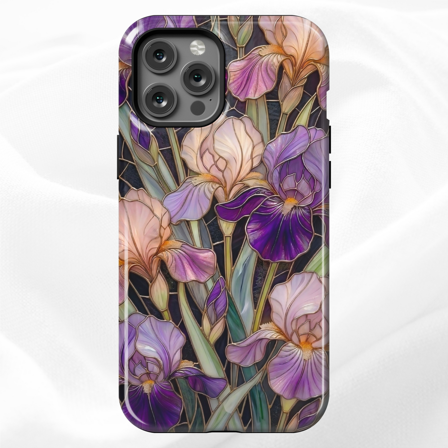 Dark Stained Glass Iris Floral