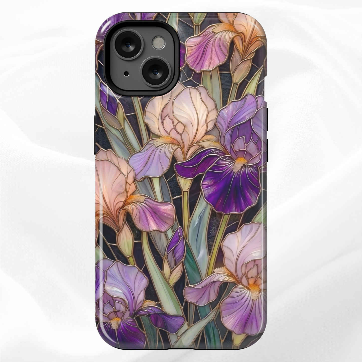 Dark Stained Glass Iris Floral