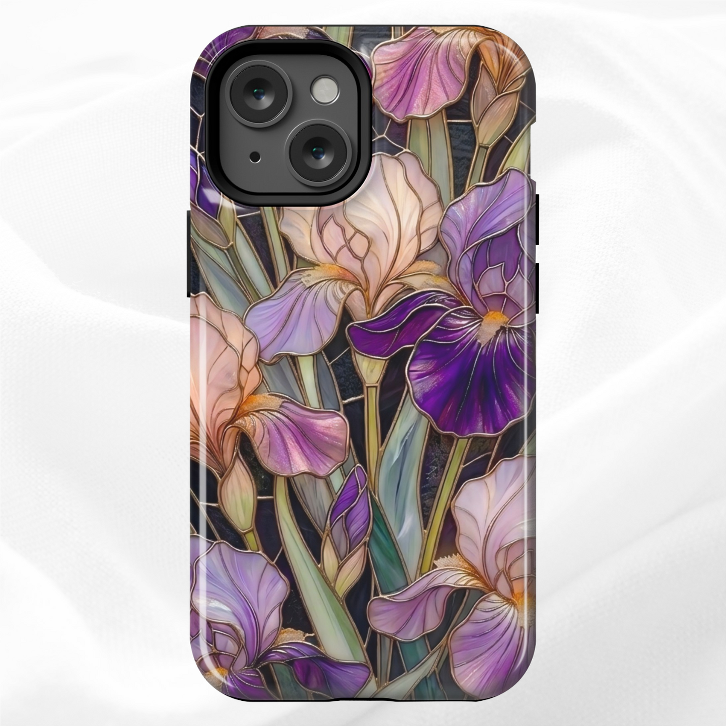 Dark Stained Glass Iris Floral