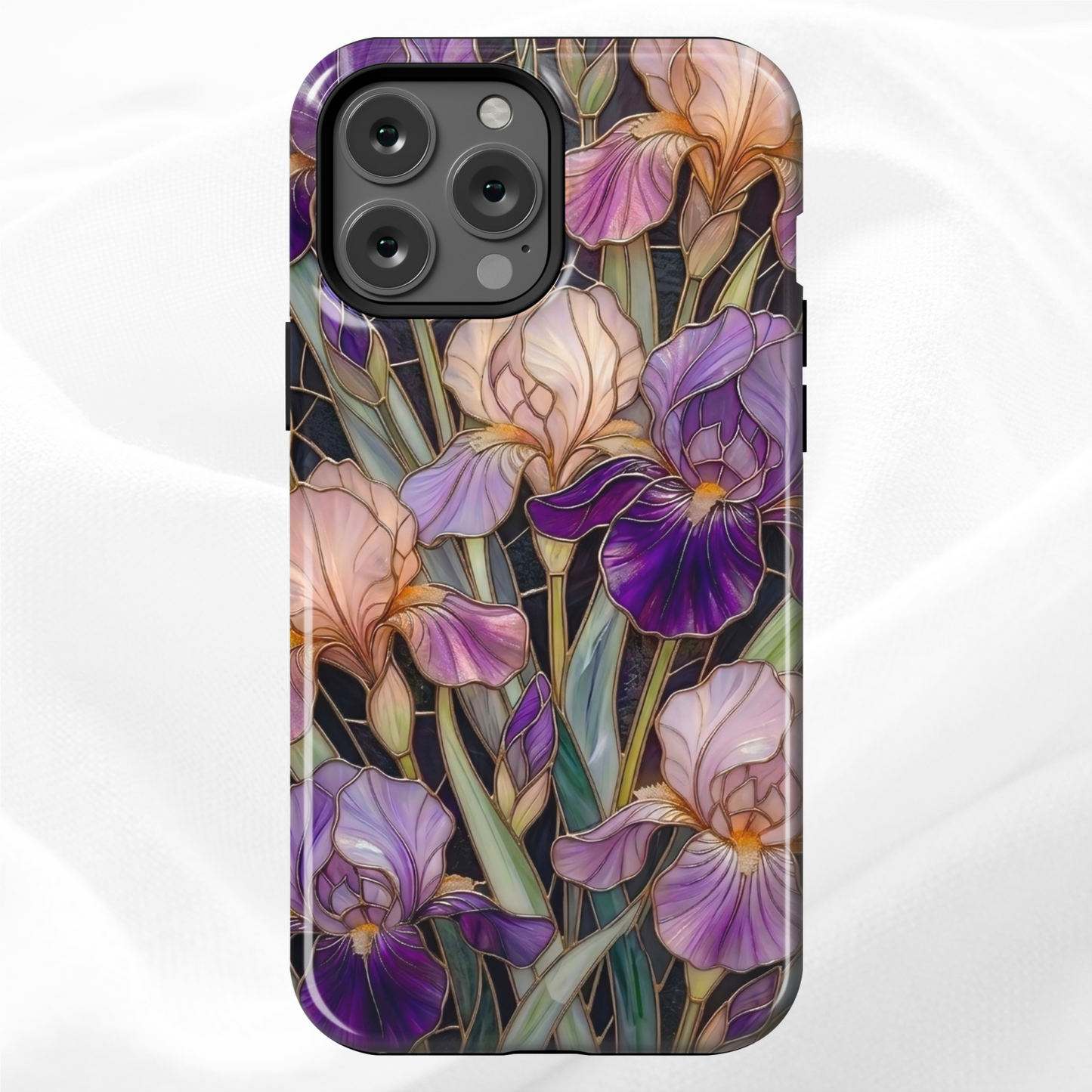 Dark Stained Glass Iris Floral