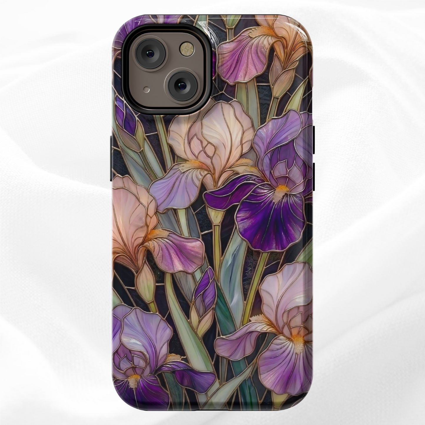Dark Stained Glass Iris Floral