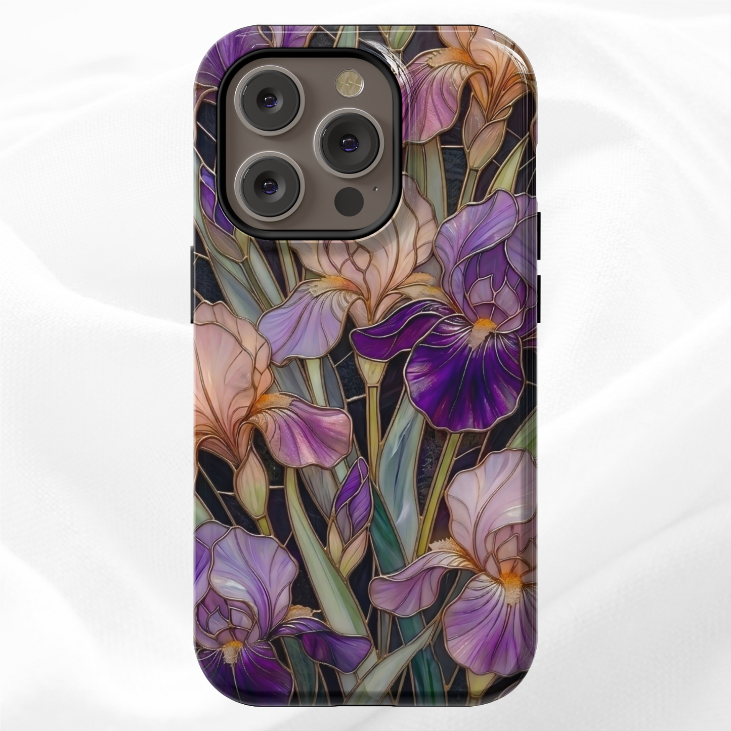 Dark Stained Glass Iris Floral