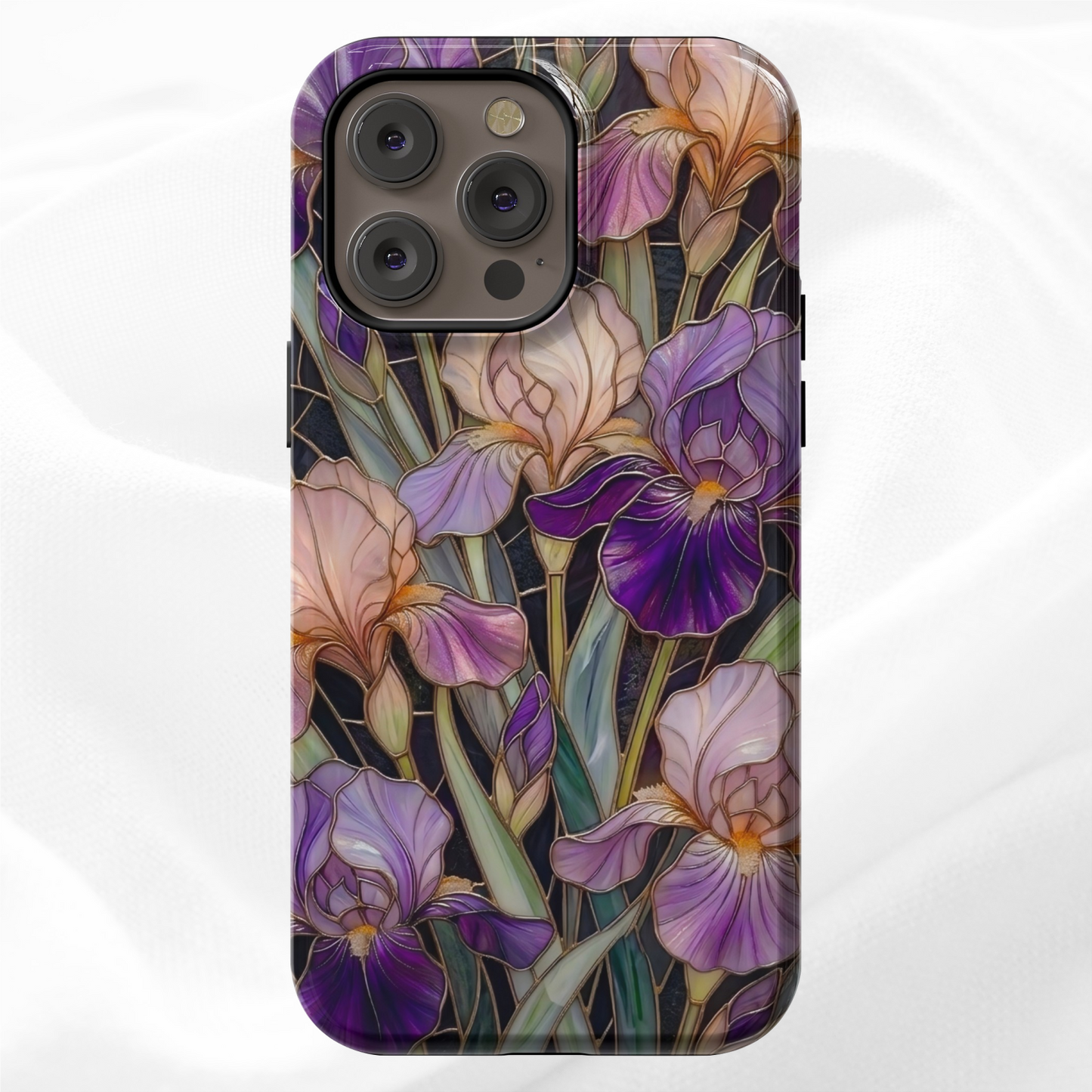 Dark Stained Glass Iris Floral