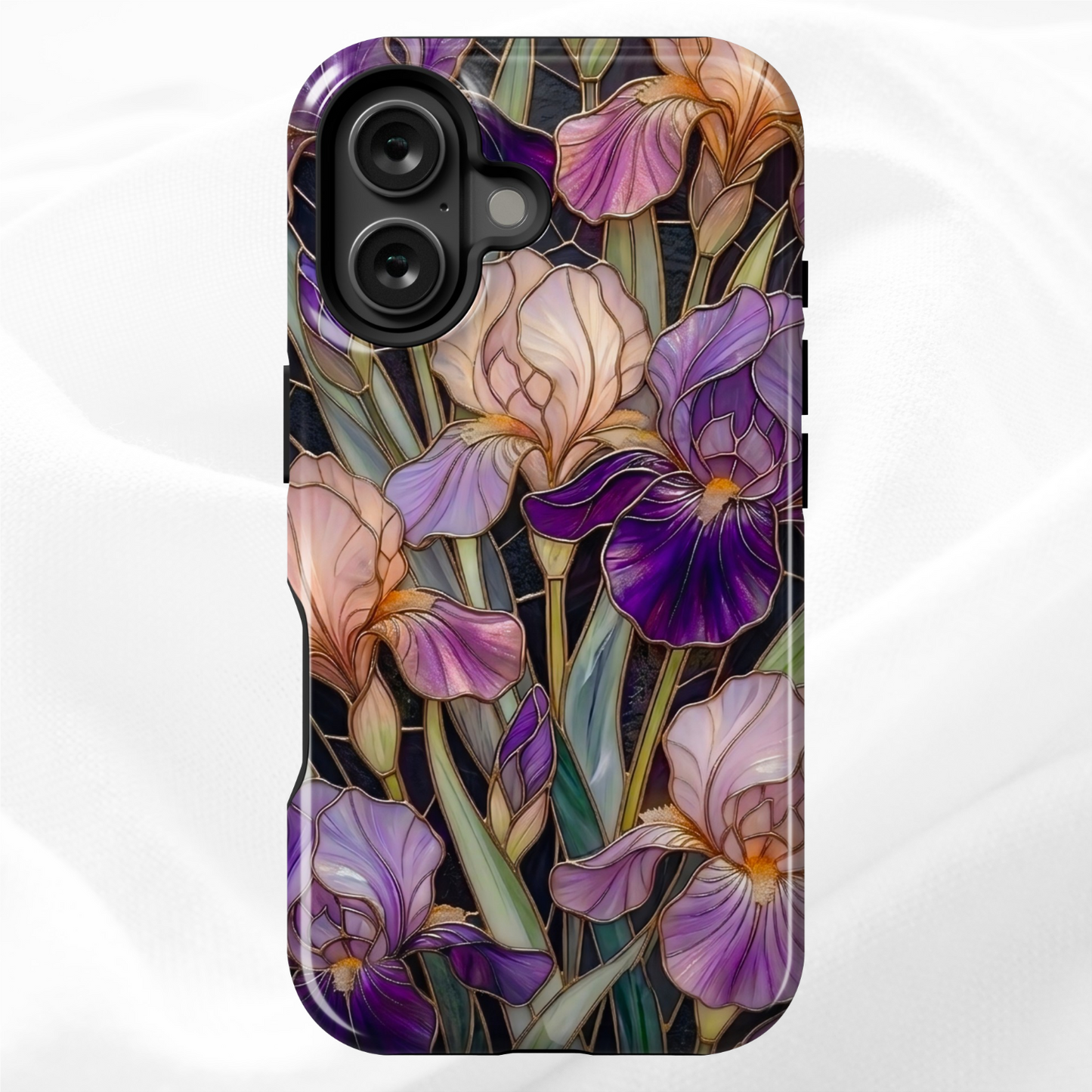 Dark Stained Glass Iris Floral