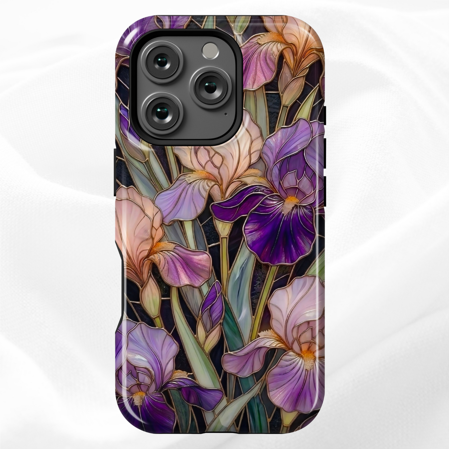 Dark Stained Glass Iris Floral