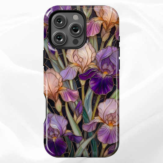 Dark Stained Glass Iris Floral