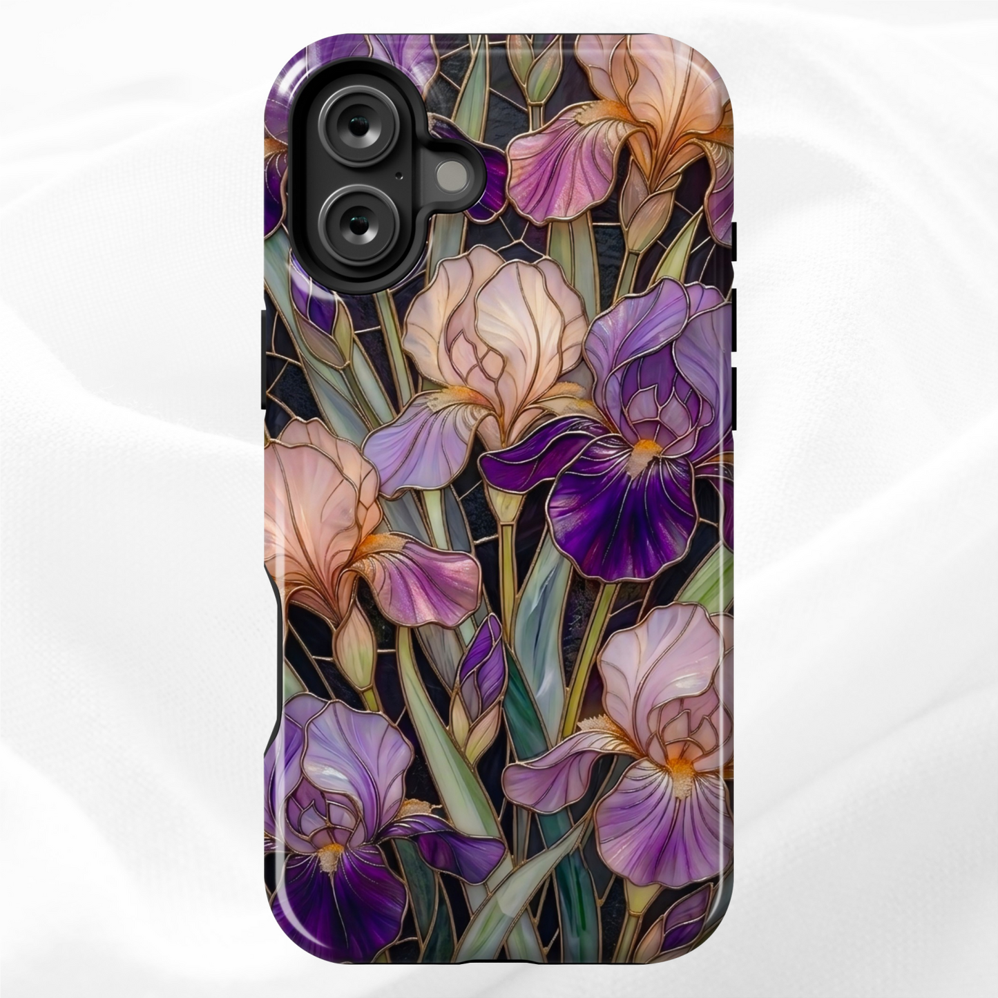 Dark Stained Glass Iris Floral