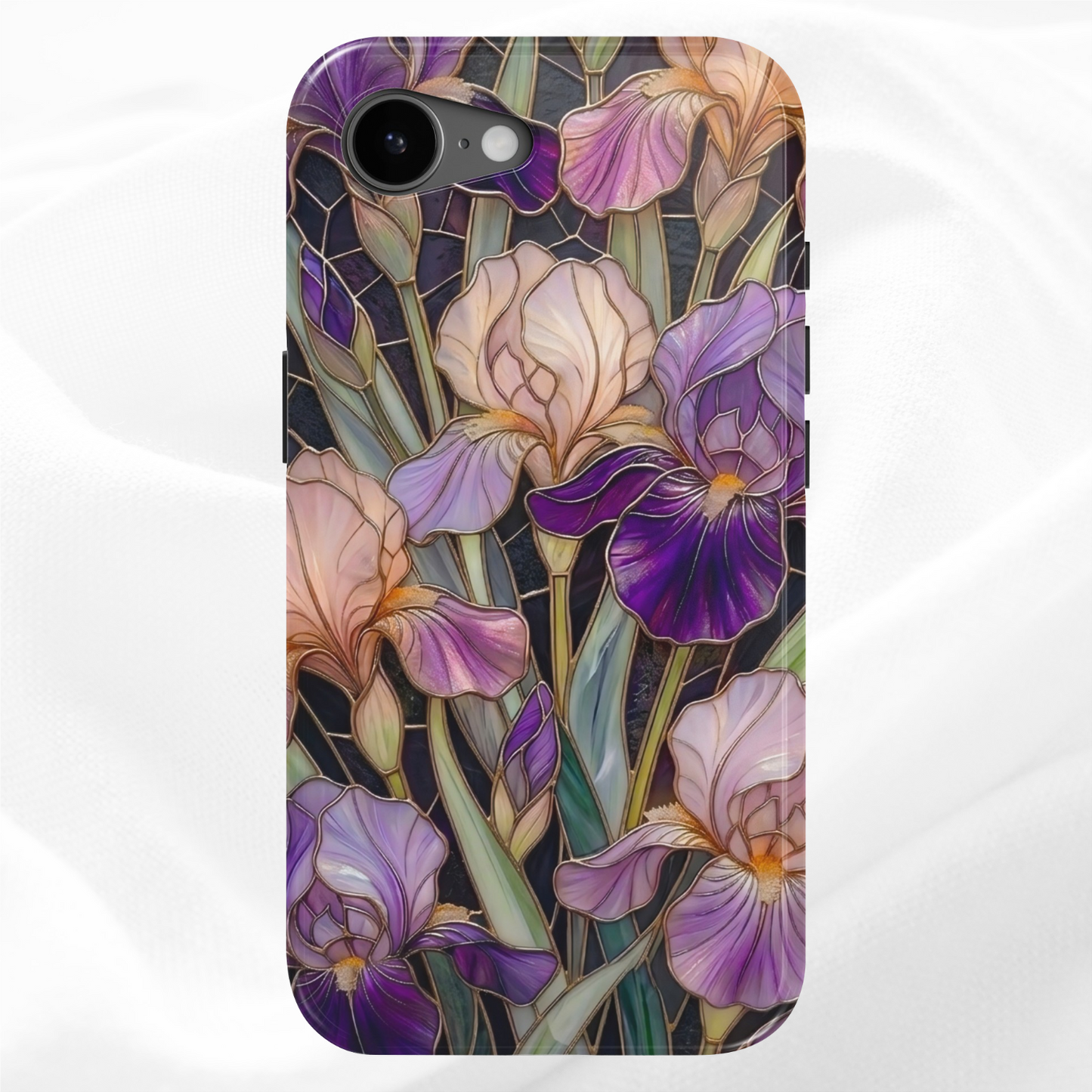 Dark Stained Glass Iris Floral