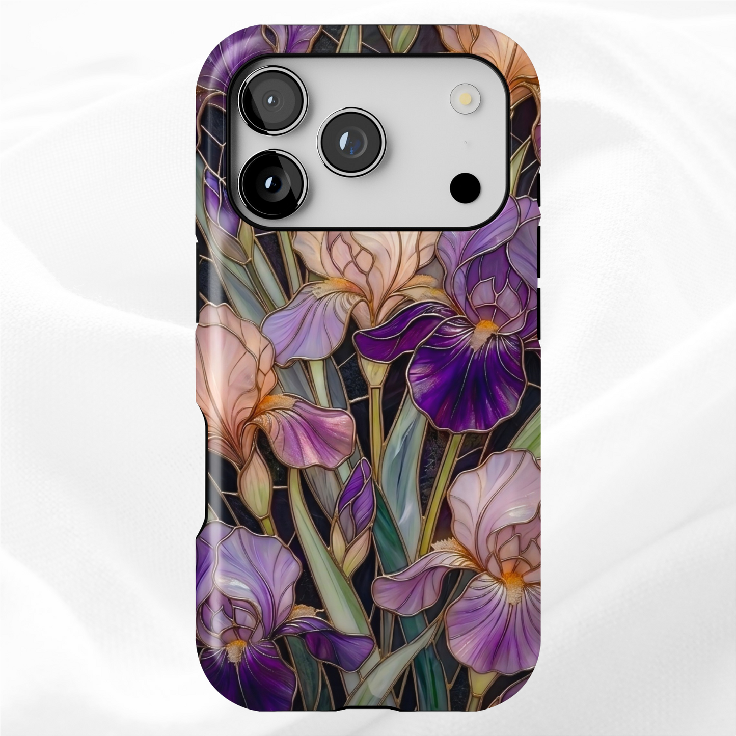 Dark Stained Glass Iris Floral