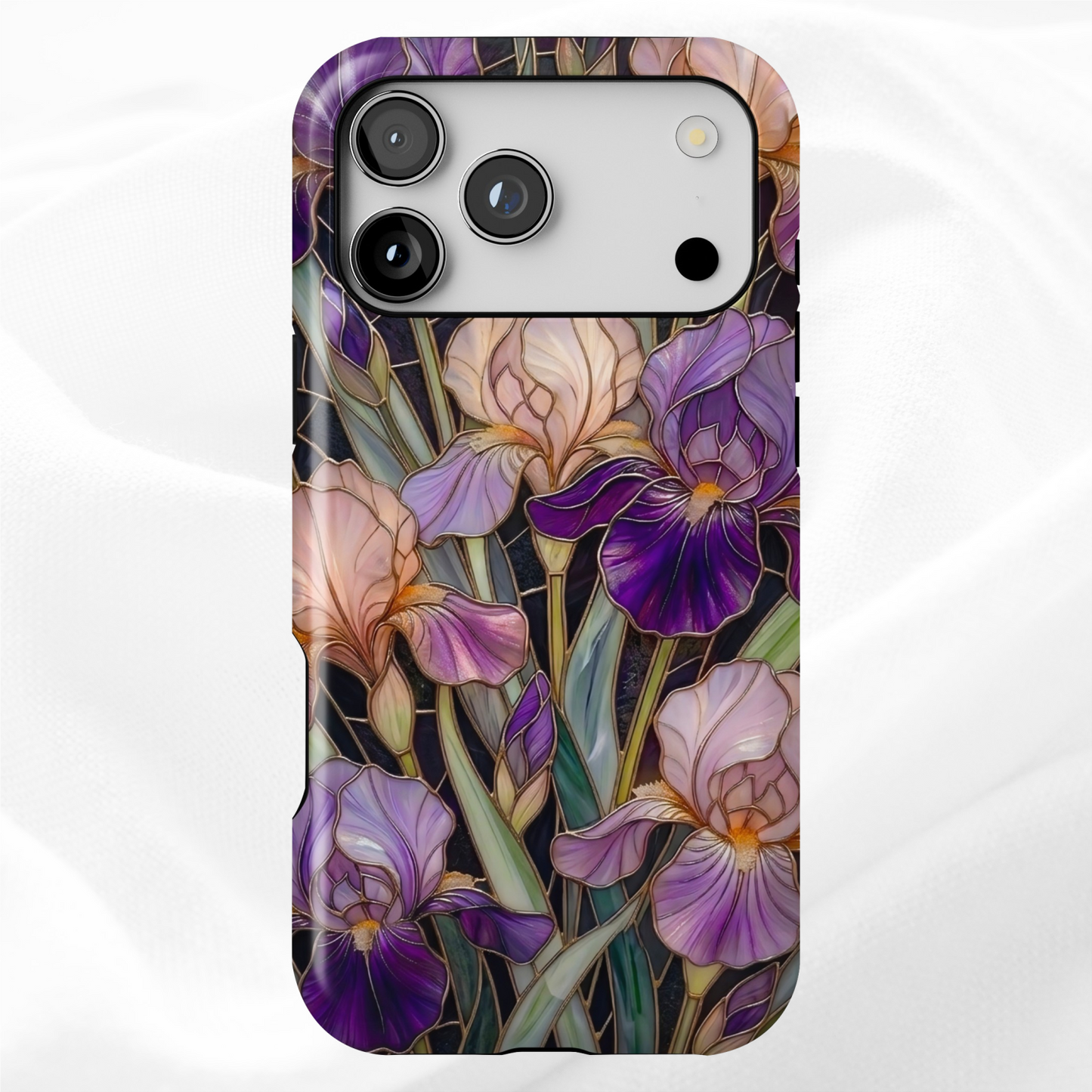 Dark Stained Glass Iris Floral