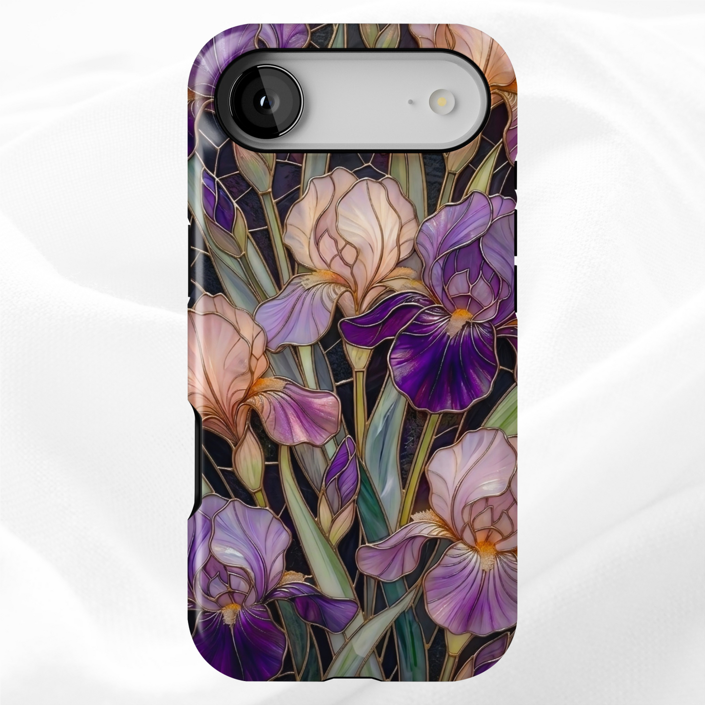 Dark Stained Glass Iris Floral