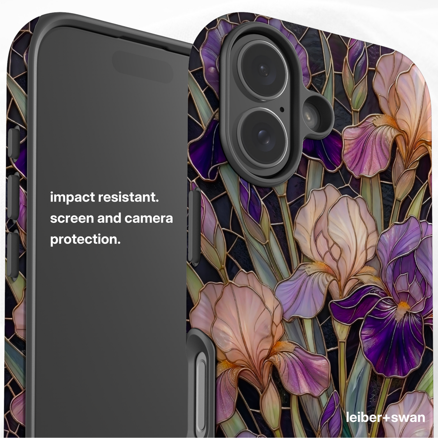 Dark Stained Glass Iris Floral