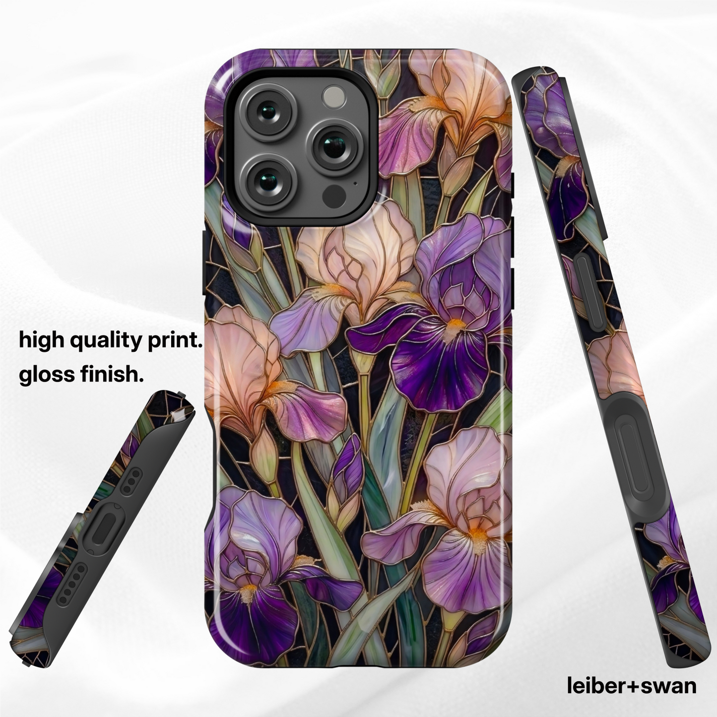 Dark Stained Glass Iris Floral