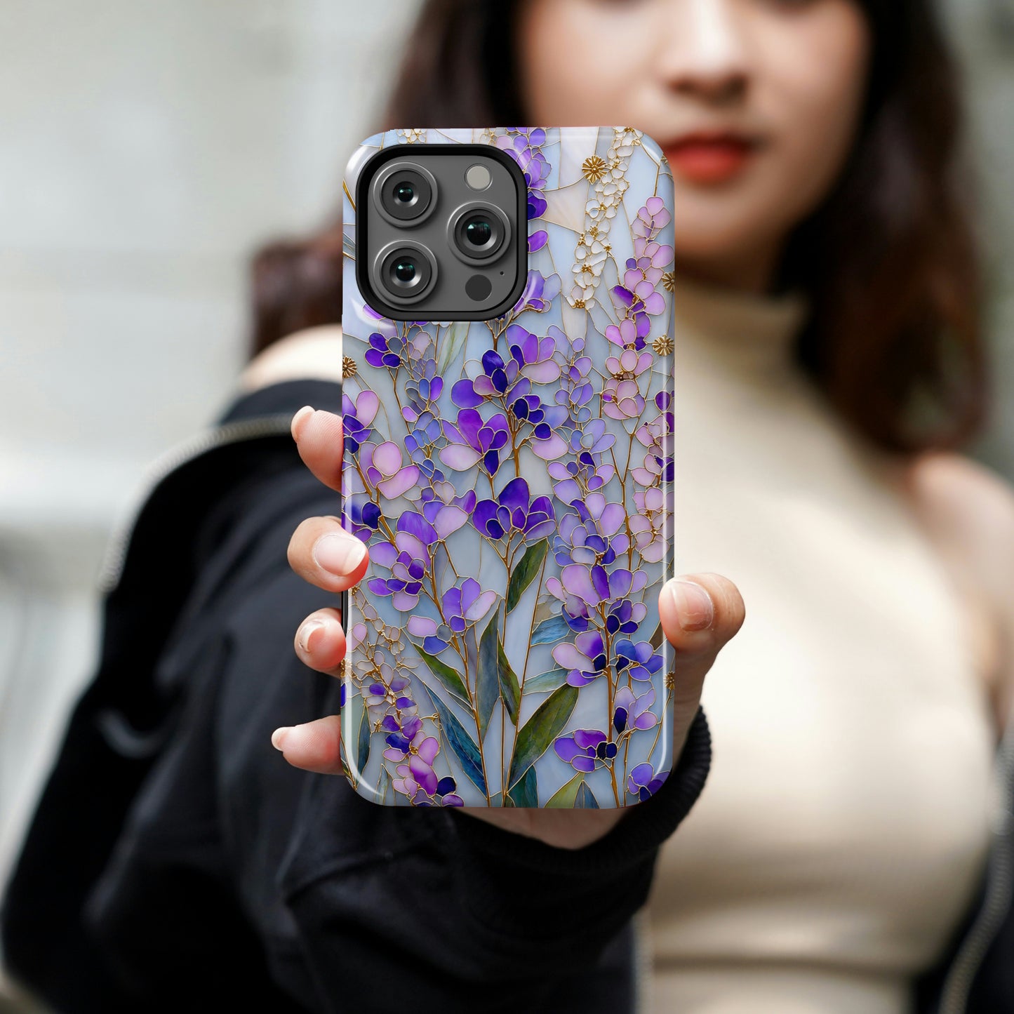 Stained Glass Lavender Floral