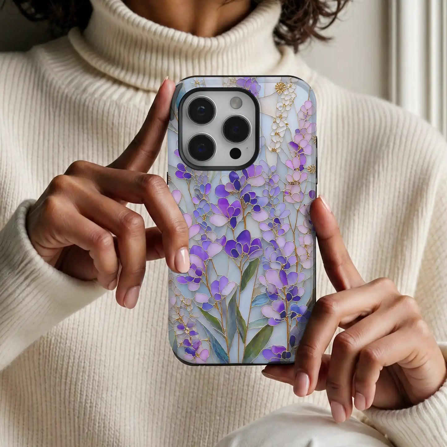 Stained Glass Lavender Floral