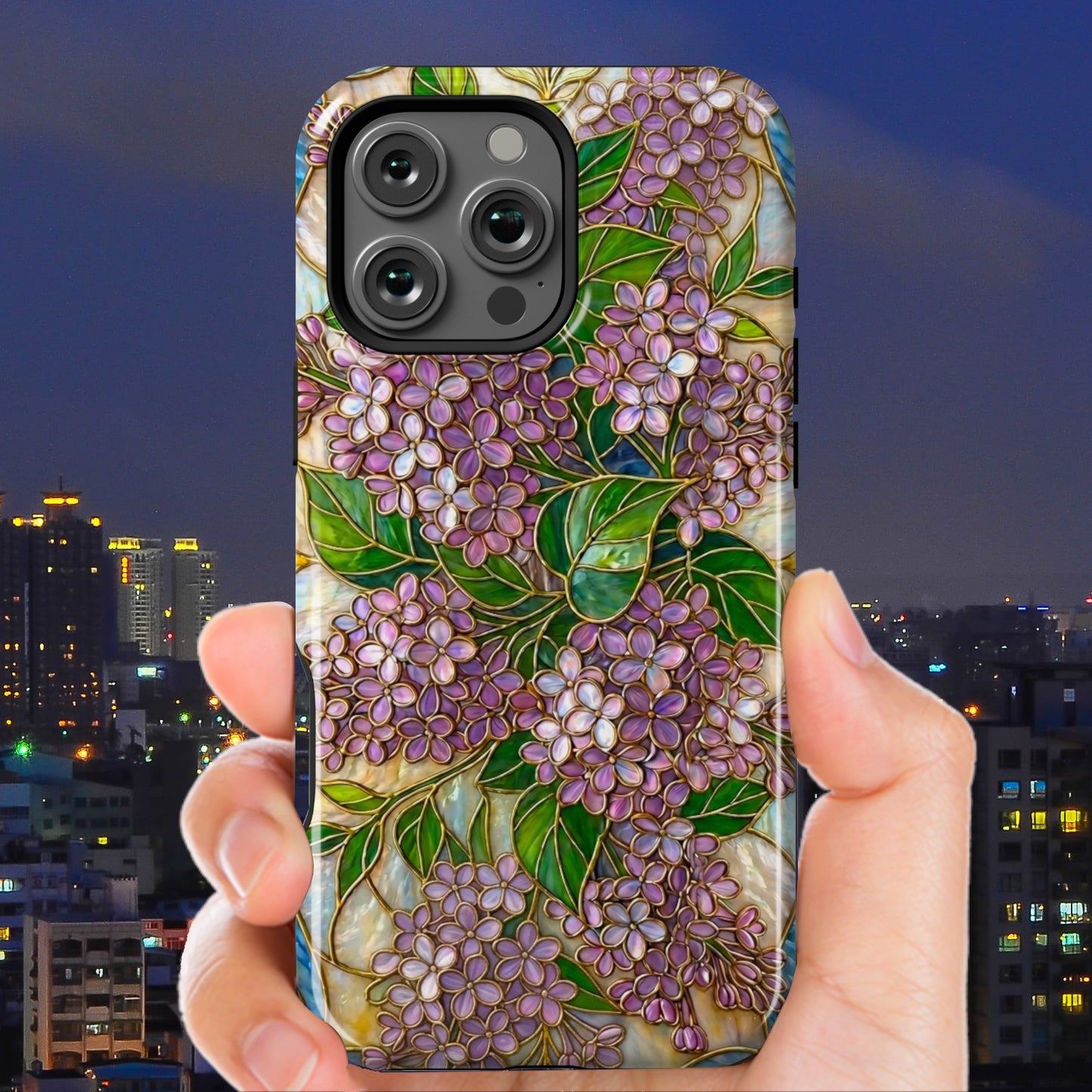 Stained Glass Lilac Floral