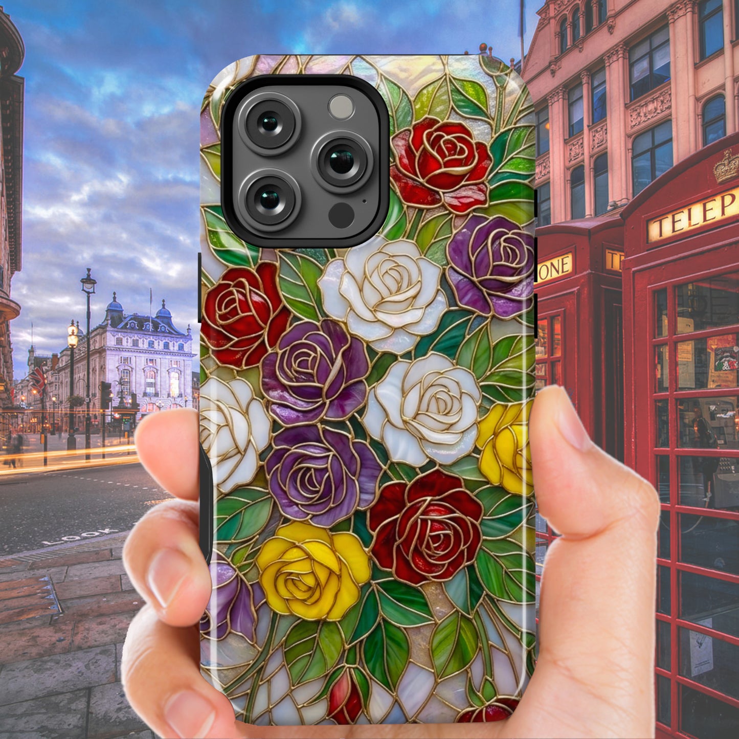 Stained Glass Roses Floral
