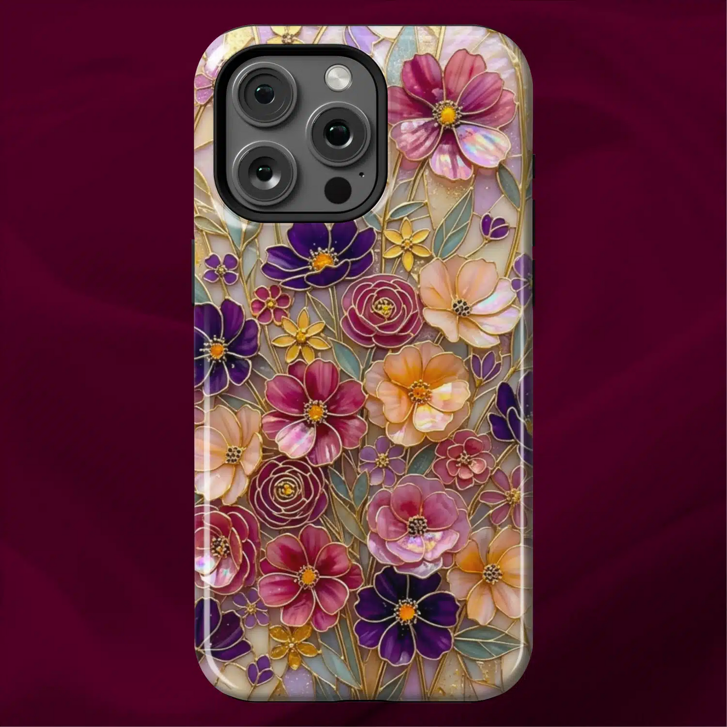 Stained Glass Purple Wildflowers