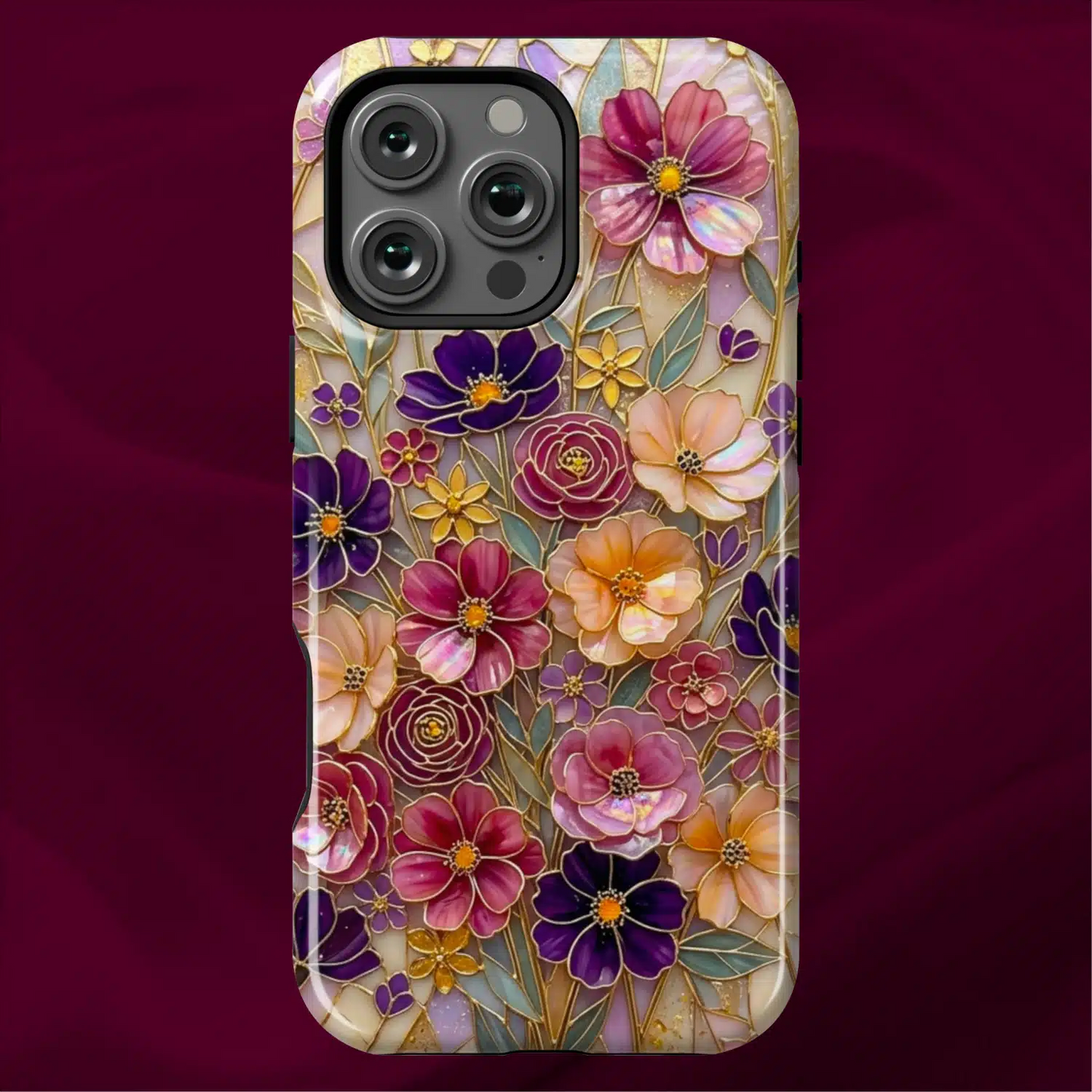 Stained Glass Purple Wildflowers