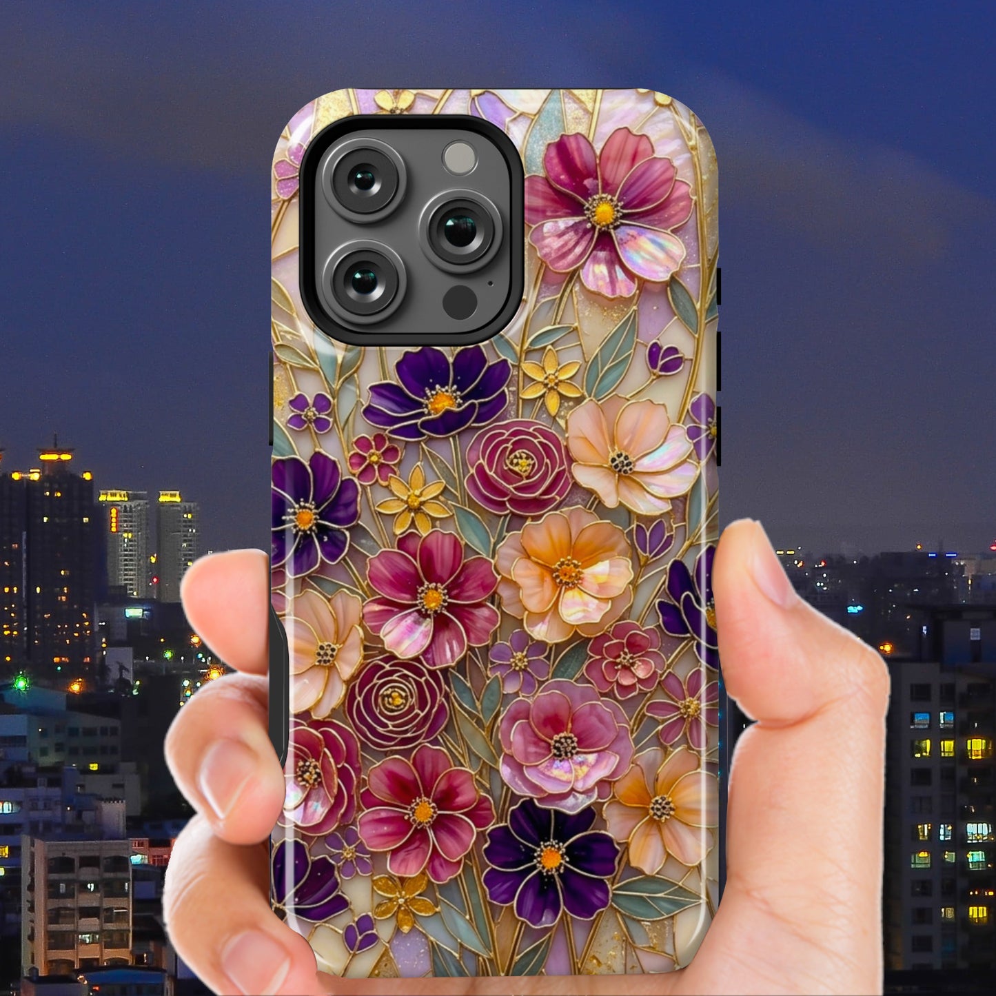 Stained Glass Purple Wildflowers
