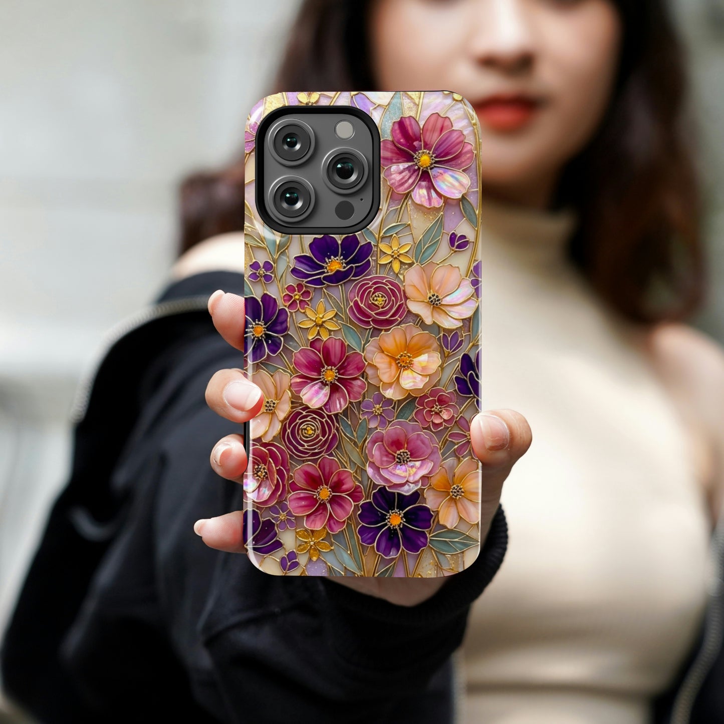 Stained Glass Purple Wildflowers