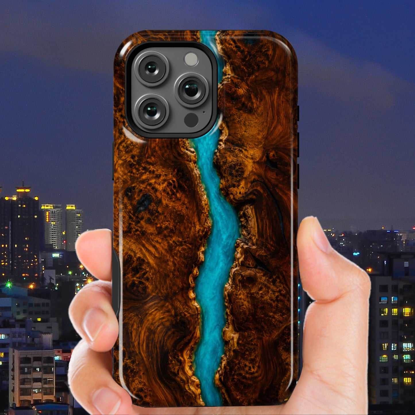 Dark Walnut Burl Turquoise River