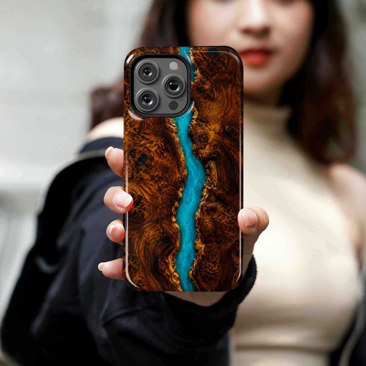 Dark Walnut Burl Turquoise River